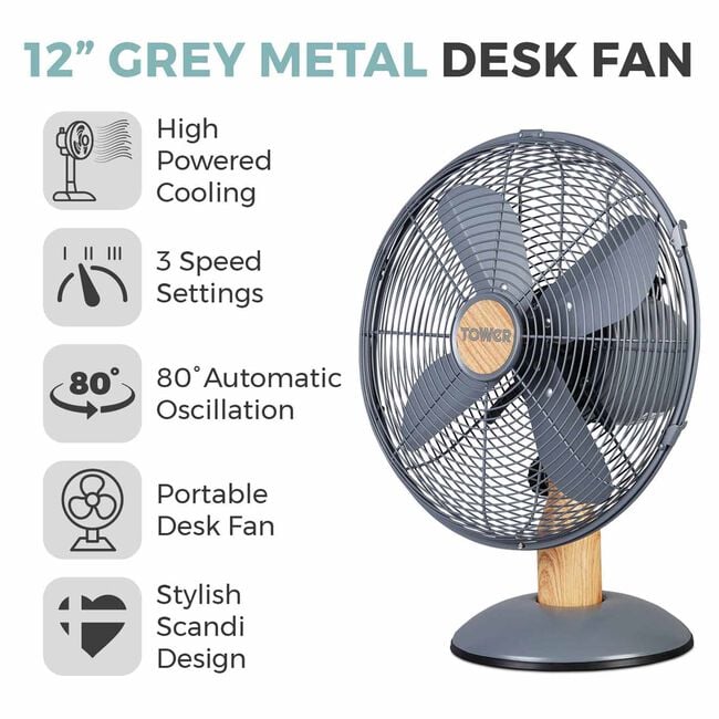 Tower Scandi 12" Metal Desk Fan